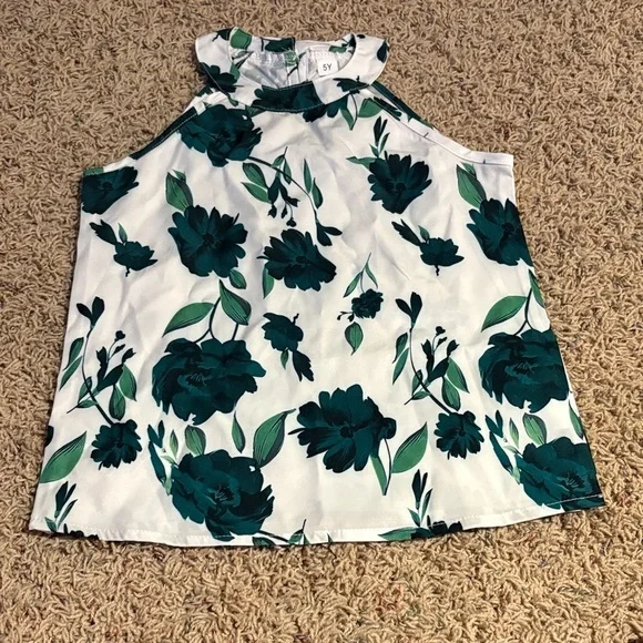 Kids Floral Halter Top with Ruffle Skirt and matching Hat - Picture 3 of 7
